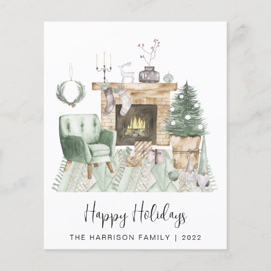 Budget Boho Prettige feestdagen kerstKaart (Voorkant)