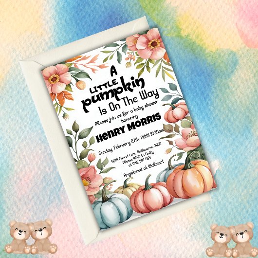 Budget Boho Pumpkin Baby shower Kaart