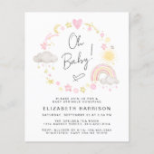 Budget Boho Rainbow Baby Meisje Sprinkle Uitnodigi (Voorkant)