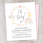 Budget Boho Rainbow Baby Meisje Sprinkle Uitnodigi