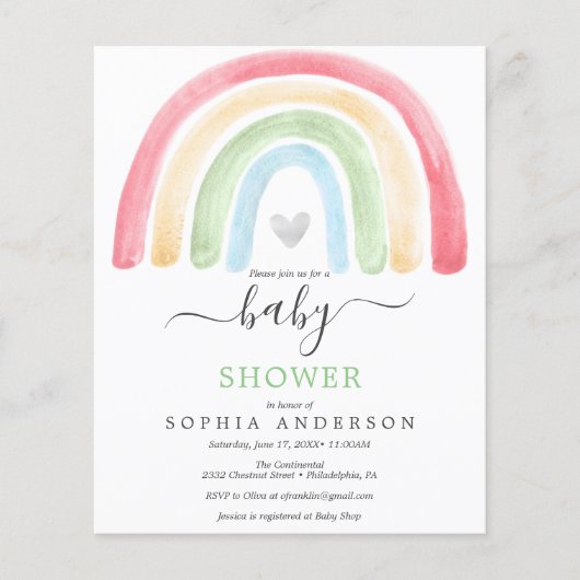 Budget Boho Rainbow Baby shower (Voorkant)