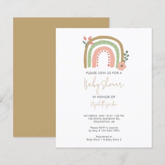 Budget Boho Rainbow Baby shower Flowers Earth (Voorkant / Achterkant)