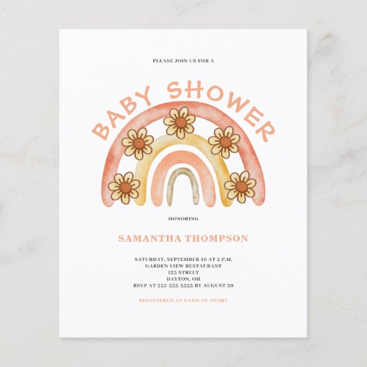 Budget Boho Rainbow Baby shower Flyer (Voorkant)
