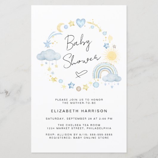Budget Boho Rainbow Baby Shower Uitnodiging (Voorkant)