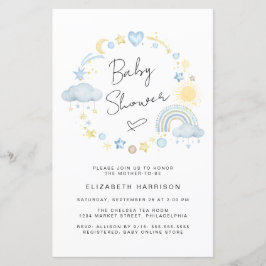 Budget Boho Rainbow Baby Shower Uitnodiging