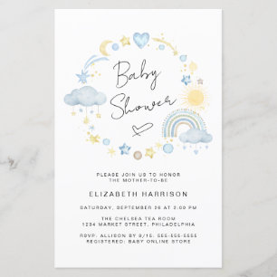 Budget Boho Rainbow Baby Shower Uitnodiging