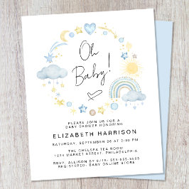 Budget Boho Rainbow Baby Shower Uitnodiging