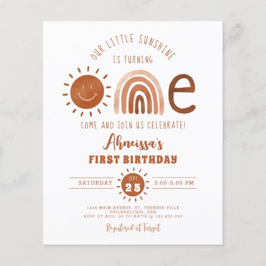 Budget Boho Rainbow Little Sunshine First Birthday (Voorkant)
