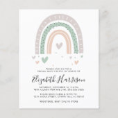 Budget Boho Rainbow Virtual Baby shower Uitnodigin (Voorkant)