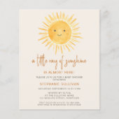 Budget Boho Ray of Sunshine Baby shower Invitation (Voorkant)
