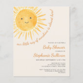 Budget Boho Ray of Sunshine Baby shower Invitation (Voorkant)