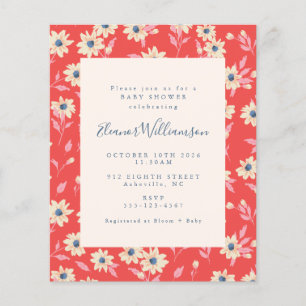 Budget Boho Red Blue Floral Baby shower