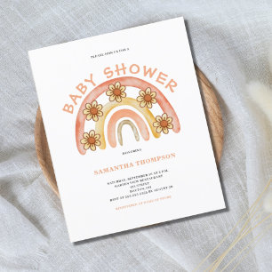 Budget Boho Regenboog Baby Shower Uitnodiging