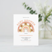 Budget Boho Regenboog Baby Shower Uitnodiging (Staand voorkant)
