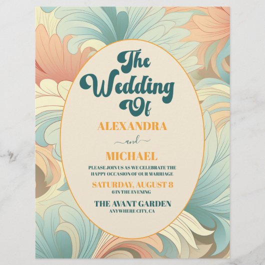 Budget Boho Retro Kleurrijke Bloemen Bruiloft Flyer (Voorkant)