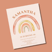 Budget Boho Retro Regenboog 10e Verjaardag Uitnodi