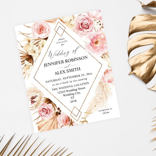 Budget Boho Roze & Beige Bloemenslingers Gouden Br Flyer