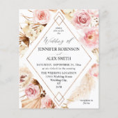 Budget Boho Roze & Beige Bloemenslingers Gouden Br Flyer (Voorkant)