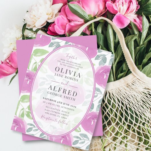 Budget Boho Roze Bloemen Waterverf Bruiloft