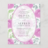 Budget Boho Roze Bloemen Waterverf Bruiloft (Voorkant)