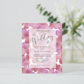 Budget Boho Roze Bloemige Trouwuitnodiging (Staand voorkant)