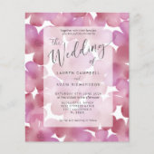 Budget Boho Roze Bloemige Trouwuitnodiging (Voorkant)