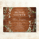 Budget Boho Rustic Greenery Vrijgezellenfeest Uitnodiging Briefkaart<br><div class="desc">De begrotingsuitnodiging voor het briefkaart bevat botanische groenbladeren op bijtend hout. De naam van Bride in moderne kalligrafie.</div>