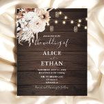 Budget Boho Rustic Neutral Flowers Wedding Flyer<br><div class="desc">Boho rustic bruiloft nodigt uit om snaarlichten,  neutrale bloemen en pampa gras op een houten achtergrond te zien.</div>