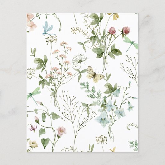 Budget Boho Rustic Wildbloemen Baptisme Uitnodigin (Achterkant)