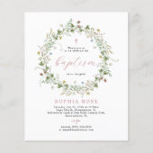 Budget Boho Rustic Wildbloemen Baptisme Uitnodigin (Voorkant)