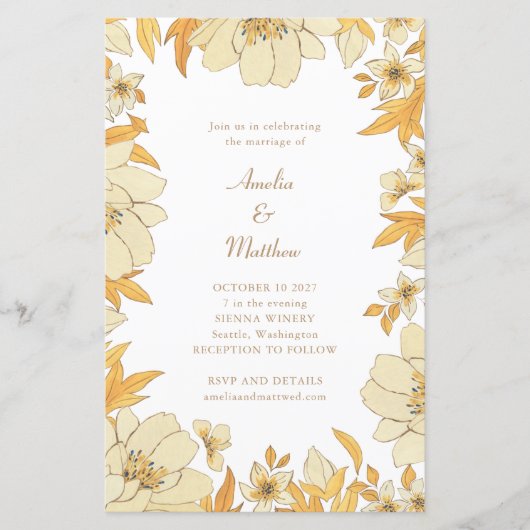 Budget Boho Rustic Yellow Floral Border Wedding (Voorkant)