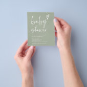 Budget Boho Sage Groen Baby shower Flyer (Hand)