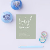 Budget Boho Sage Groen Baby shower Flyer (Enkel)
