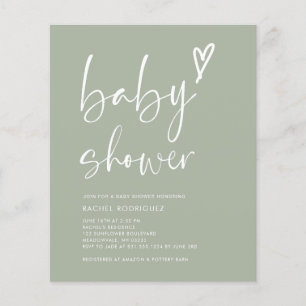 Budget Boho Sage Groen Baby shower Flyer