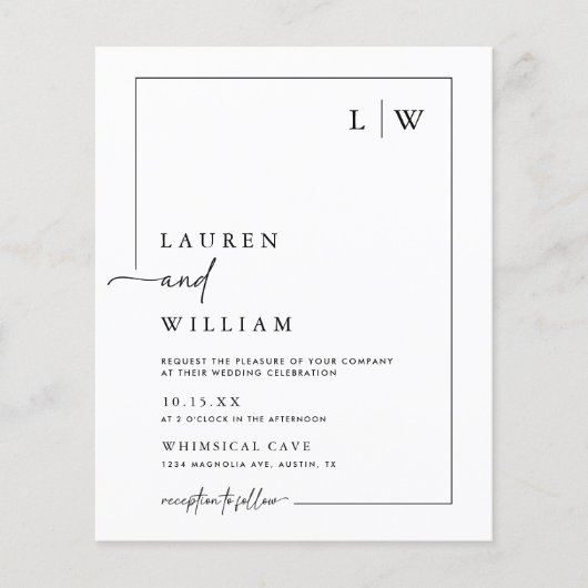 Budget Boho Script Foto Huwelijksuitnodiging (Voorkant)