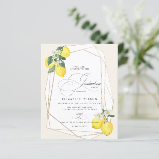 Budget Boho Script Lemon Zomer Foto Afstuderen (Staand voorkant)