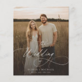 Budget Boho Script Rustieke Foto Huwelijksuitnodig (Voorkant)