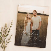 Budget Boho Script Rustieke Foto Huwelijksuitnodig