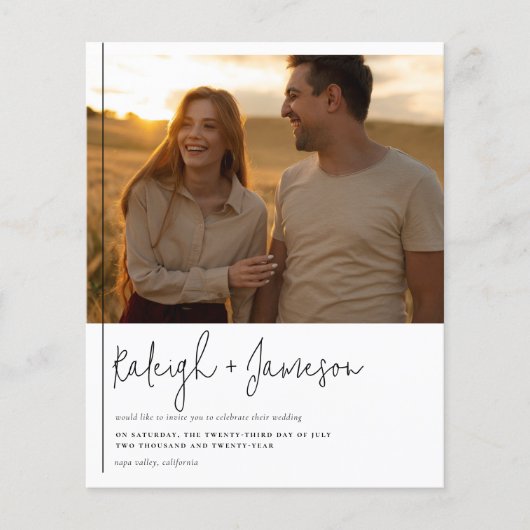 Budget Boho Script Typografie 2 Foto's Wedding (Voorkant)