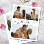Budget Boho Script Weddenschap Collage Bedankt Fly<br><div class="desc">Budget, Elegant, Boho Modern Wedding (3) Foto Collage "Bedankt" Het script gepersonaliseerde betaalbare bruiloft met een laag budget. Dank u wel. Stijlvolle bruiloft bedankt je sjabloon met 3 foto's op de voorkant en 1 foto op de achterkant. ***GELIEVE OPMERKING TE MAKEN! *** BUDGET PAPIER/FLYER IS PAPIER THIN. GEEN ENVELOPEN OMVATTEN.***...</div>