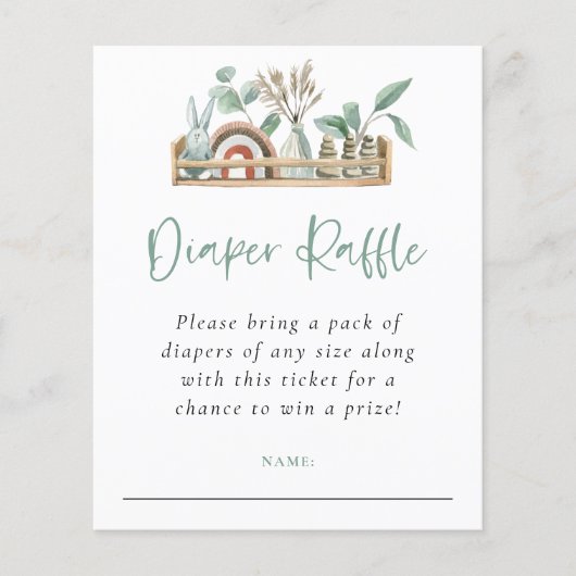 Budget Boho Shelf Toys Sage Diaper Raffle (Voorkant)