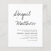 Budget Boho Simple Black White Wedding Invitation Flyer (Voorkant)