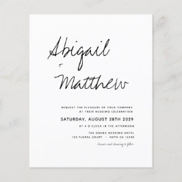 Budget Boho Simple Black White Wedding Invitation Flyer