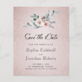 Budget Boho Stof Roze Rozen Trouw Save the Date (Voorkant)