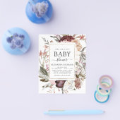 Budget Boho Stof Roze Wijnrode Baby Shower Flyer (Enkel)