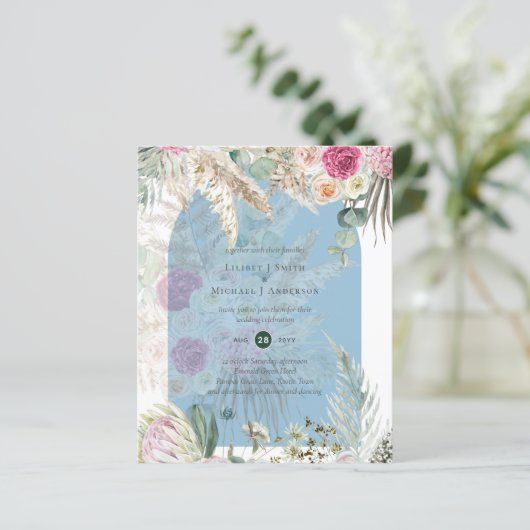 BUDGET BOHO Stofblauw Bloemenkruid Pampasgras Brui (Staand voorkant)