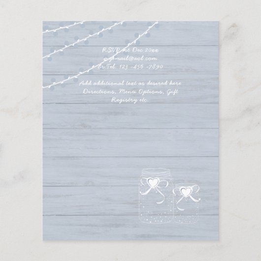 BUDGET BOHO Stofblauw Drijfhout MasonJars Bruiloft (Achterkant)