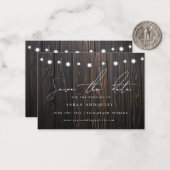 BUDGET Boho String Light Bruiloft Save The Date Notitiekaartje (Voorkant / Achterkant in situ)