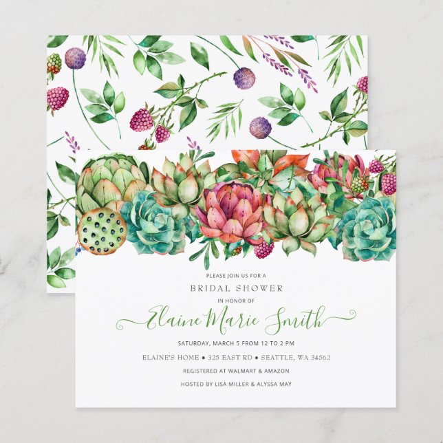 Budget Boho Succulent Bridal Shower (Voorkant / Achterkant)