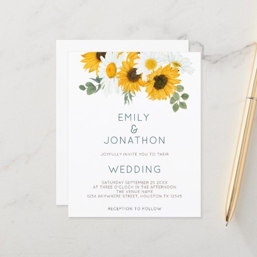 Budget Boho Sunflower Foliage Wedding (Voorkant / Achterkant in situ)
